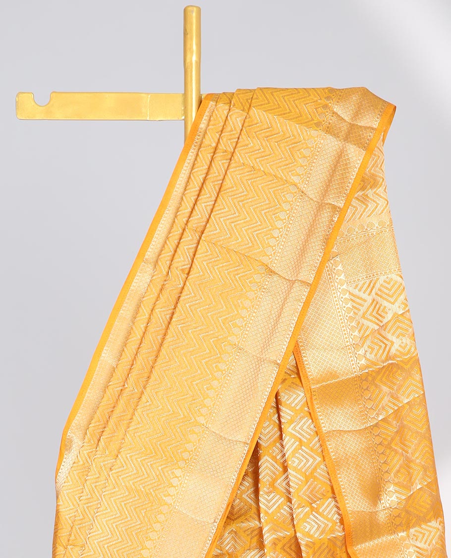 Orange chevron design saree, traditional design border & pallu of jaal designs