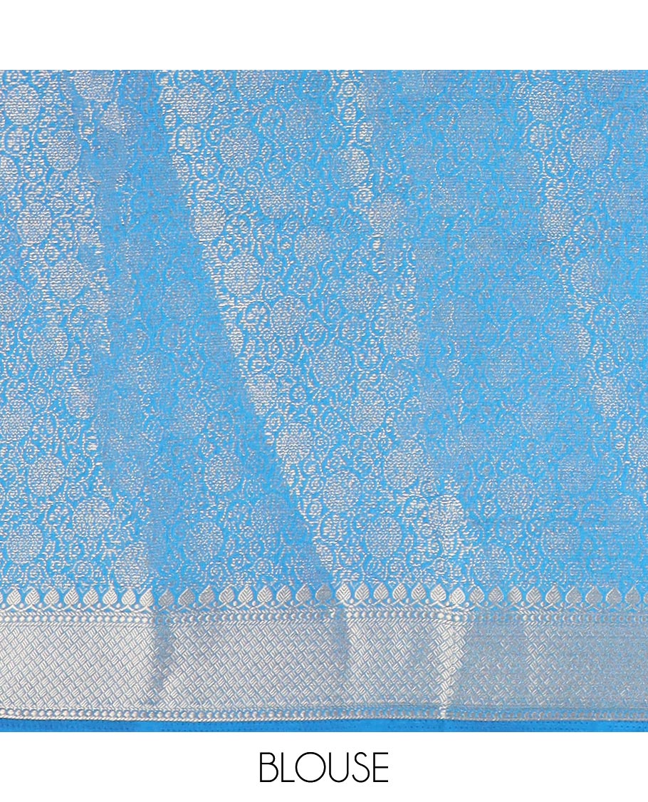 Blue chevron design saree, traditional design border & pallu of jaal designs