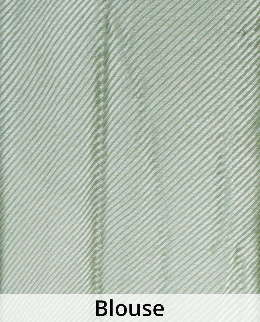 Green hexagon-shape stone embroidered pure crushed tissue saree, traditional design & checked border