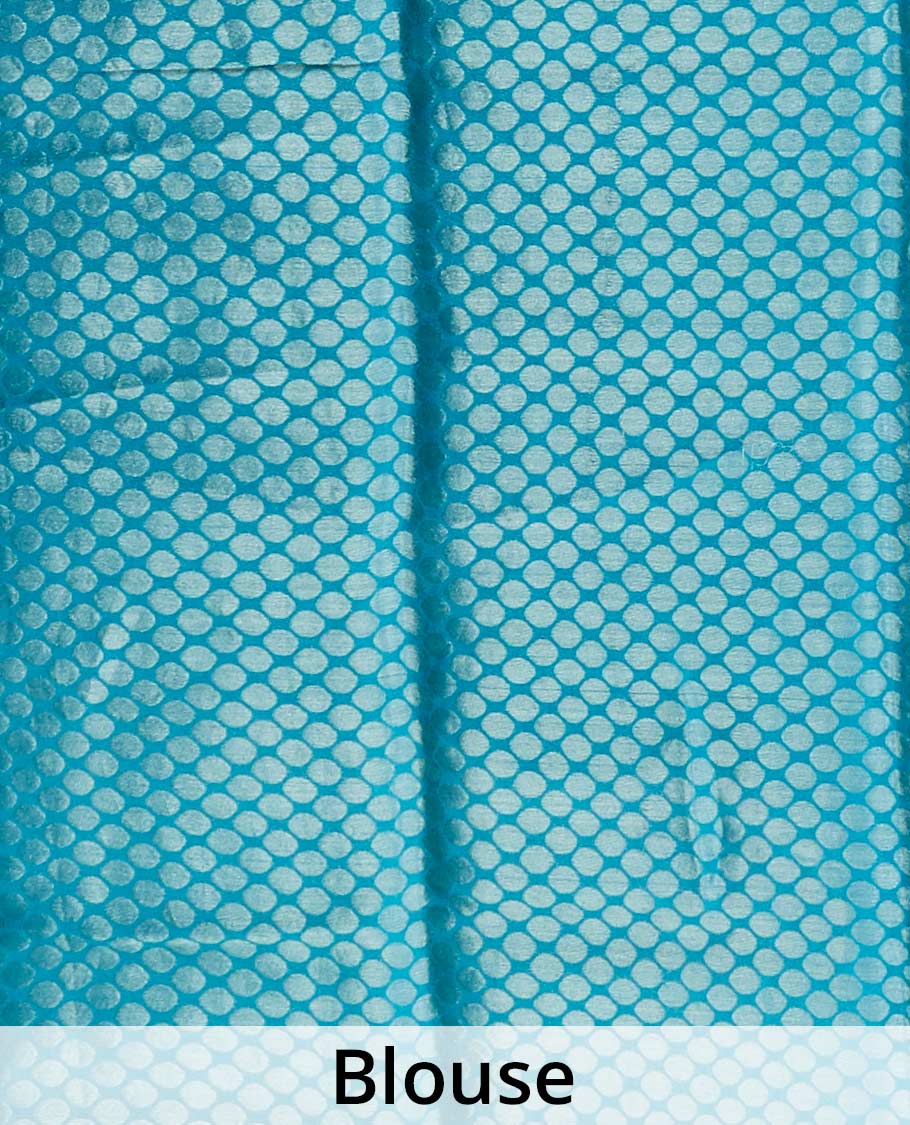 Blue striped pure chiffon saree, stone embroidered border