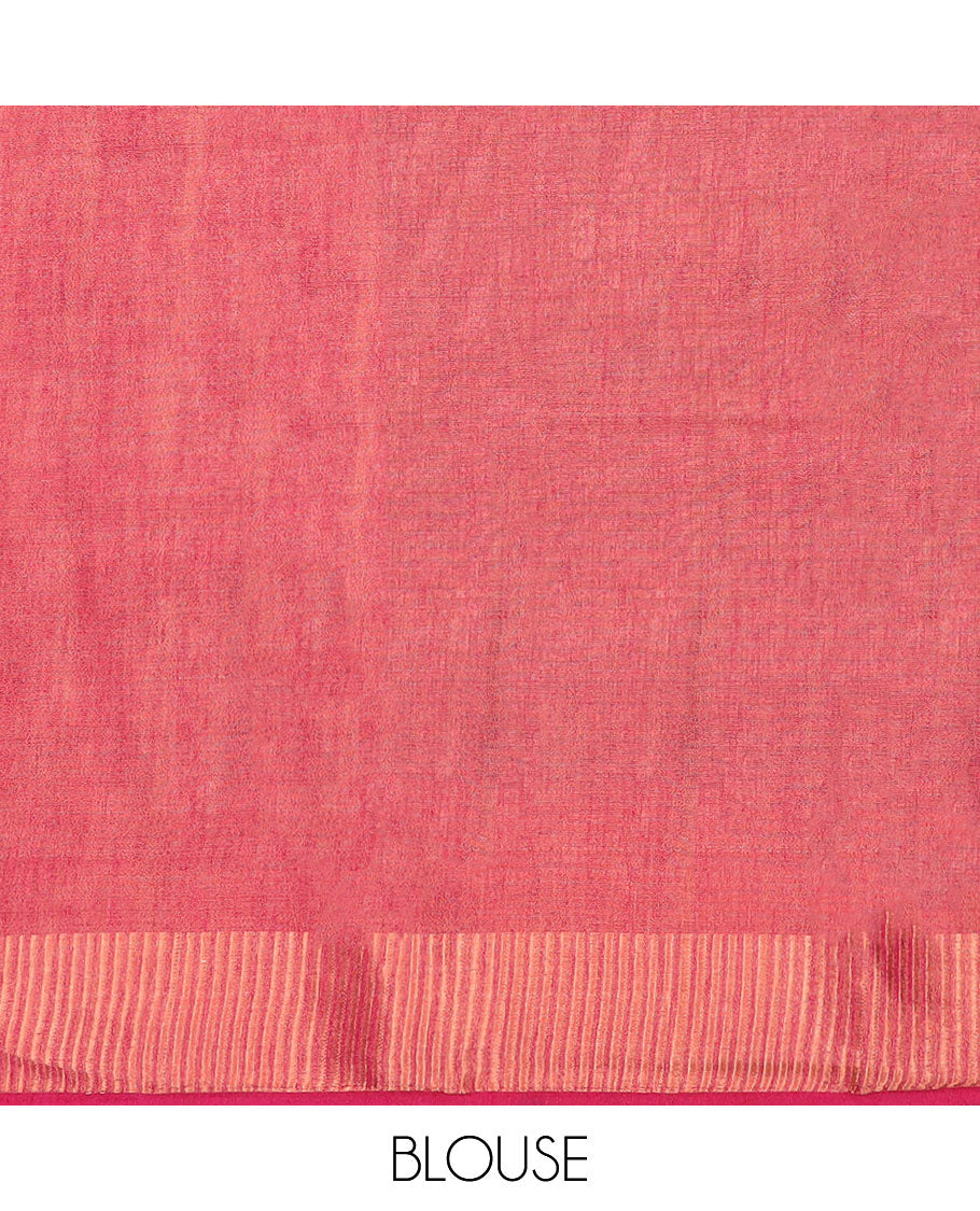 Brown unique printed semi-banaras tissue saree, contrast zari border & striped pallu