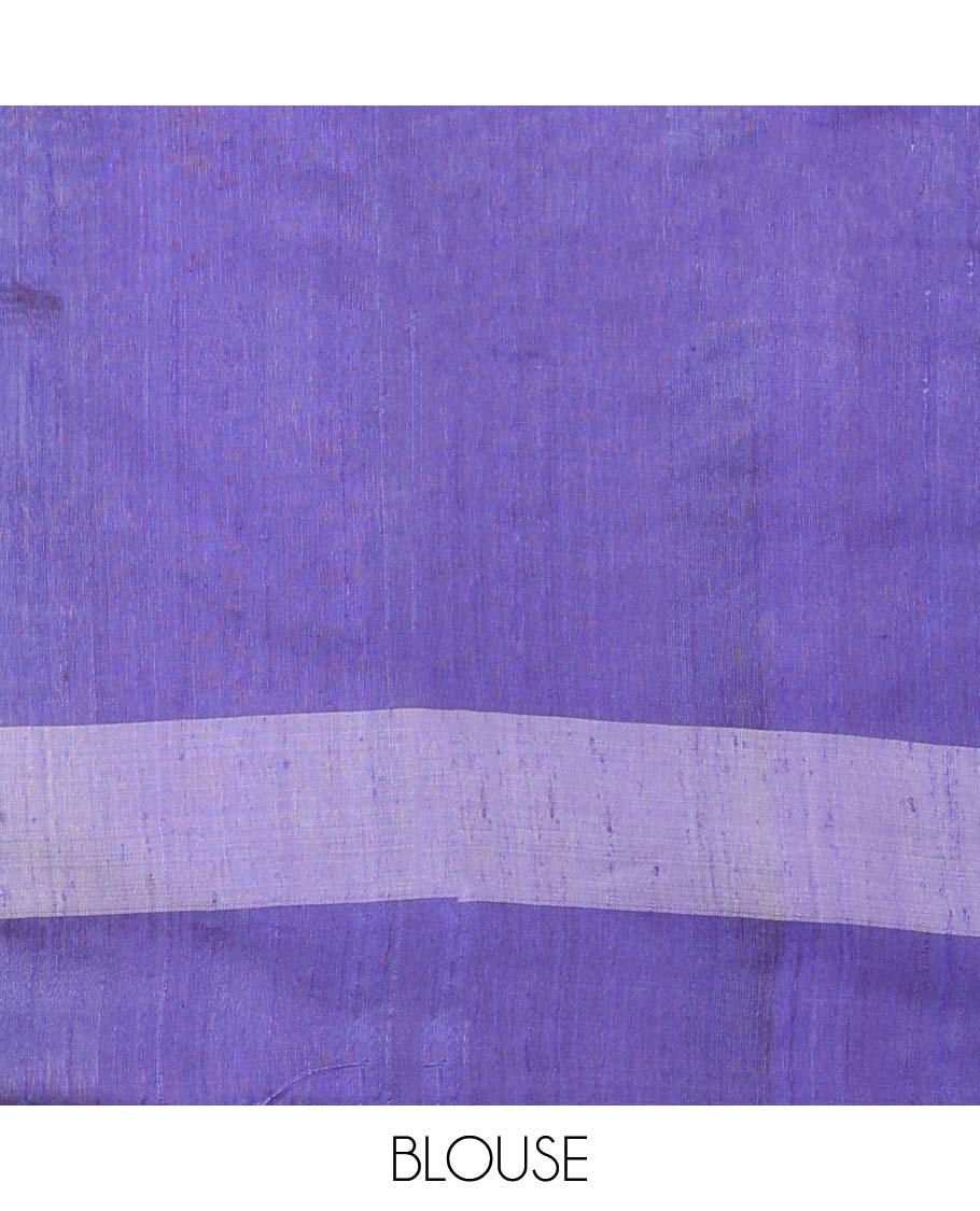 Blue striped dupion saree, contrast paisley motifs border & zari design pallu