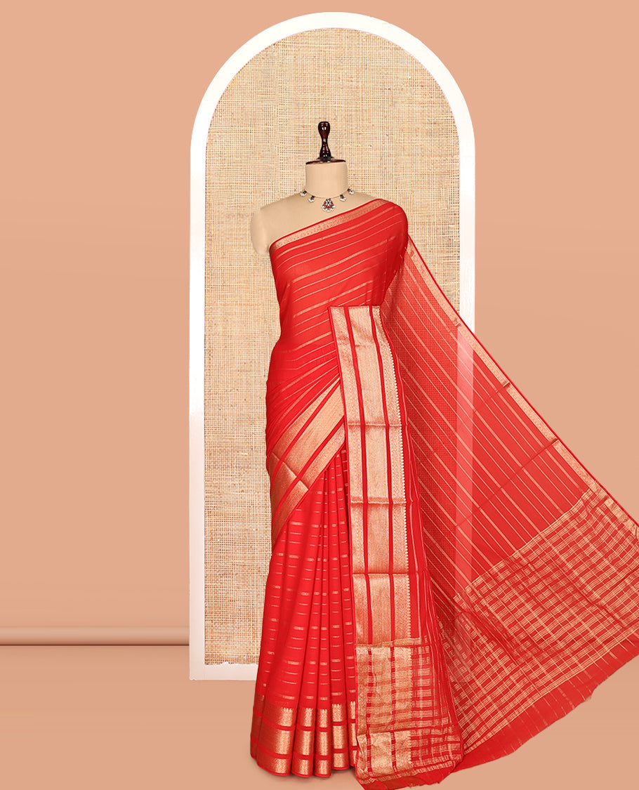 Red Semi Mysore Silk Saree