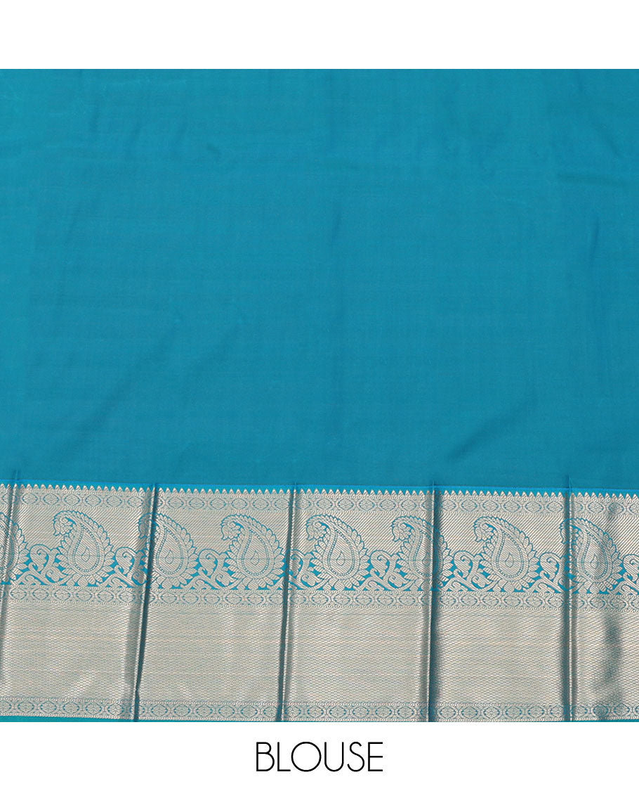 Red Budget Silk Saree, Embellished with Zari Buttas All Over Its Body, Complemented by a Contrast Traditional Design Border, Grand Pallu, and Paired with a Contrast Blouse