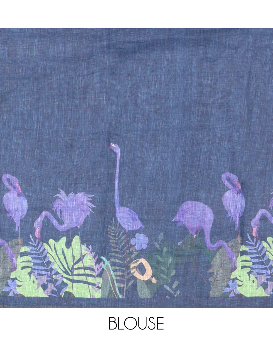 Purple Plain Linen Cotton Saree