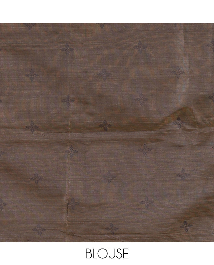 Lime Green Chanderi Cotton Saree, Woven with Peacock Thread Buttas, a Thread Diamond-Patterned Border, a Peacock Pallu, a Contrast Blouse