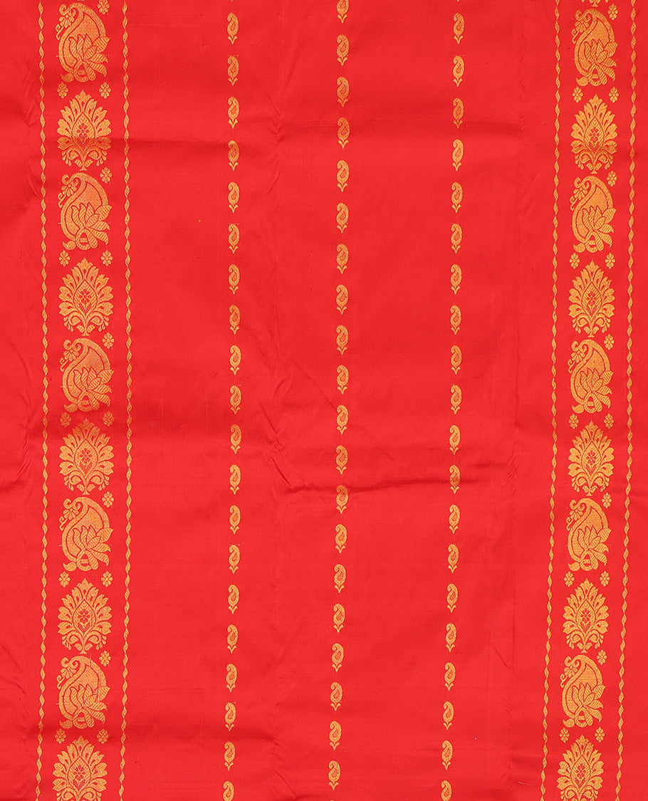 Red Pure Silk Navarathna Pavadai Material Set