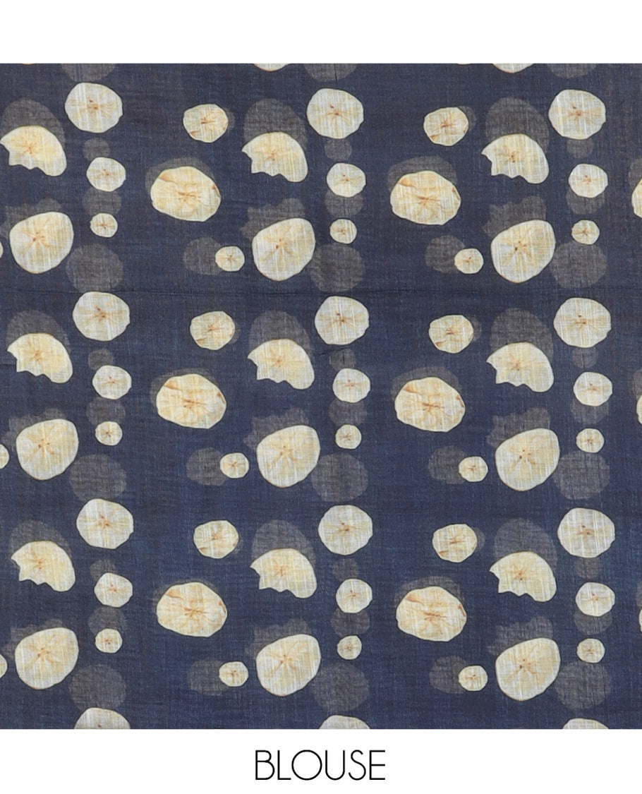 Borderless Elephant Grey Nentharanga Chips Printed Chanderi Cotton Saree, a Piping Border, Matching Blouse