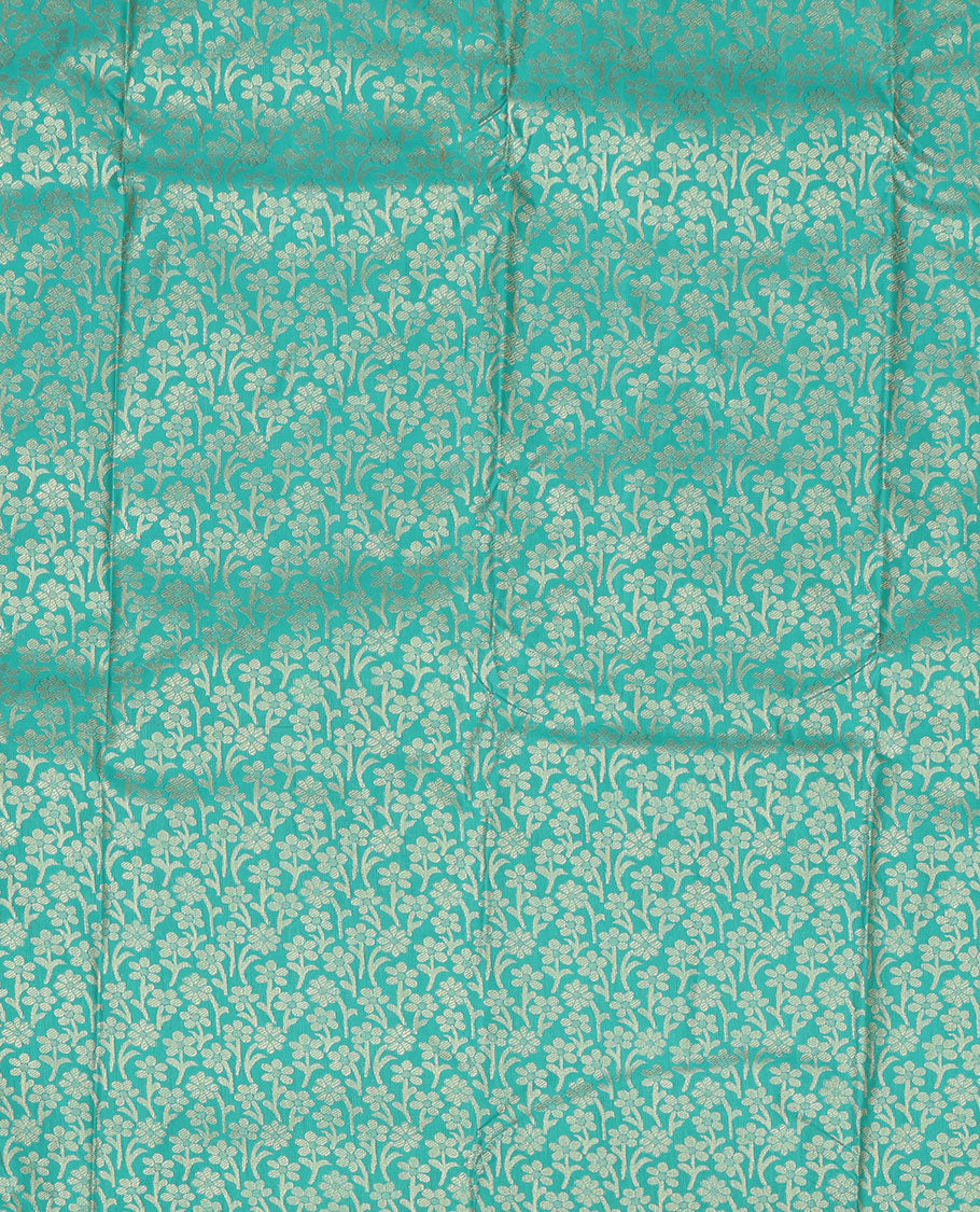 Blue Art Silk Pavadai Material, Accentuated with Jacquard Design, Contrast Traditional Zari Design Border, and Comes with a Contrast Blouse