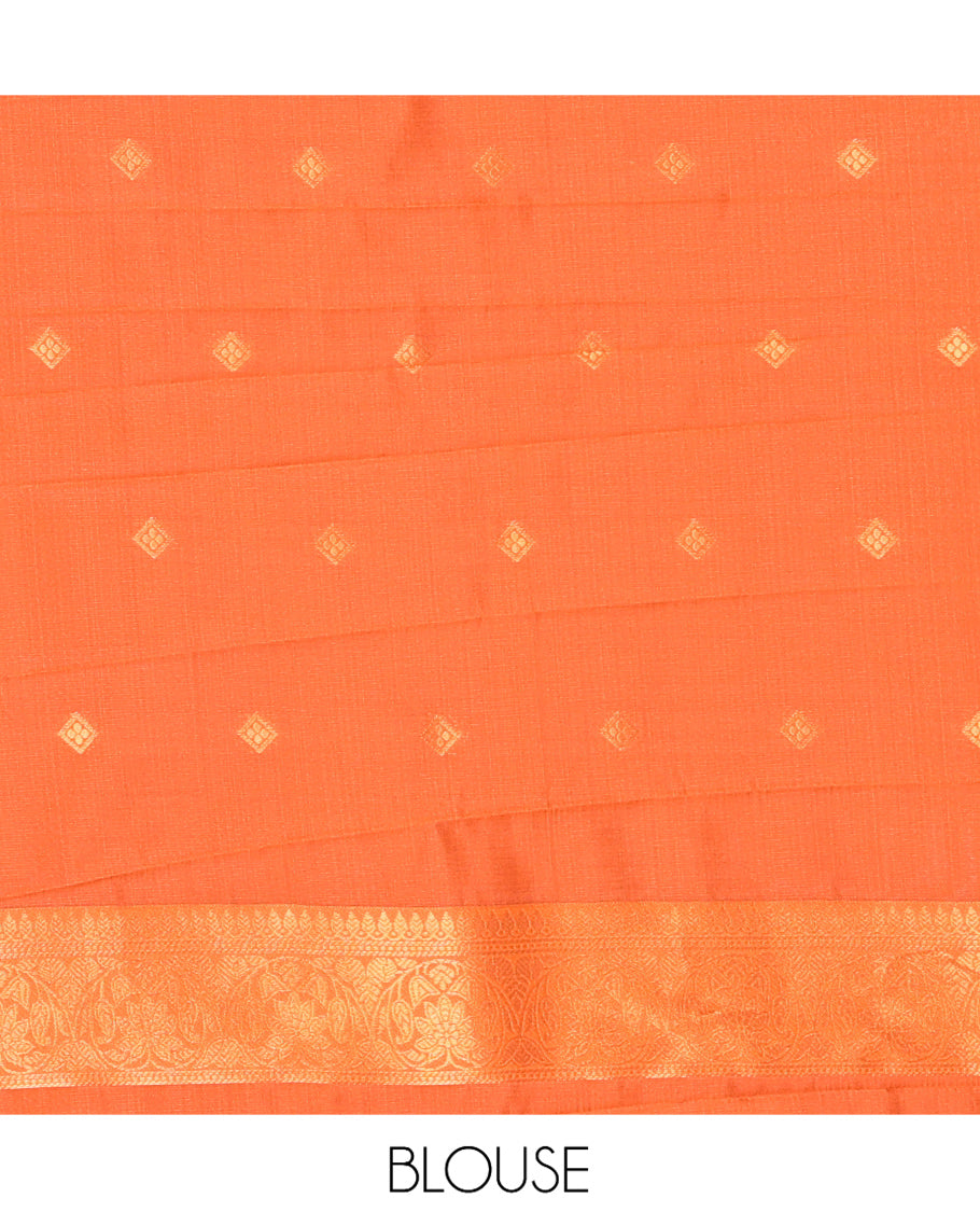 Brown Art Kanchi Silk Saree, Adorned with Buttas, a Contrast Traditional Zari Border, Intricate Pallu, and a Contrast Blouse