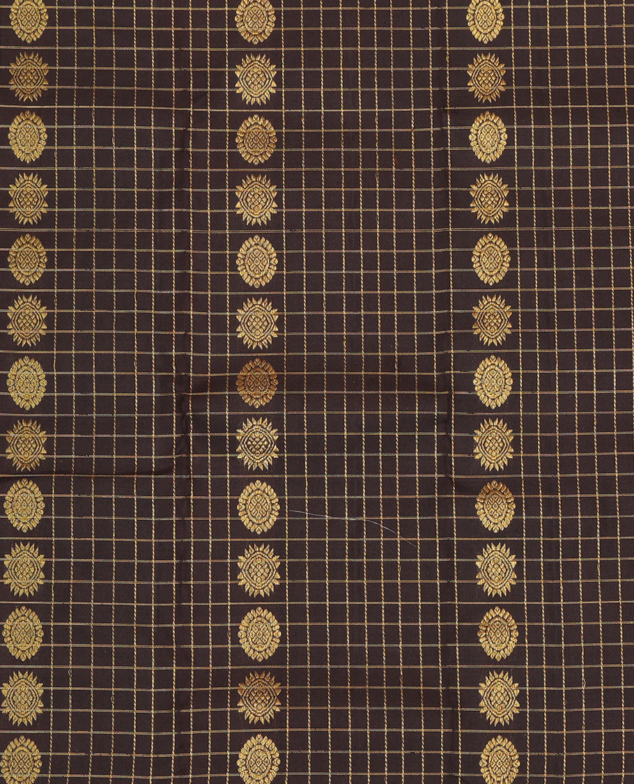 Brown Pure Silk Navarathna Pavadai Material Set