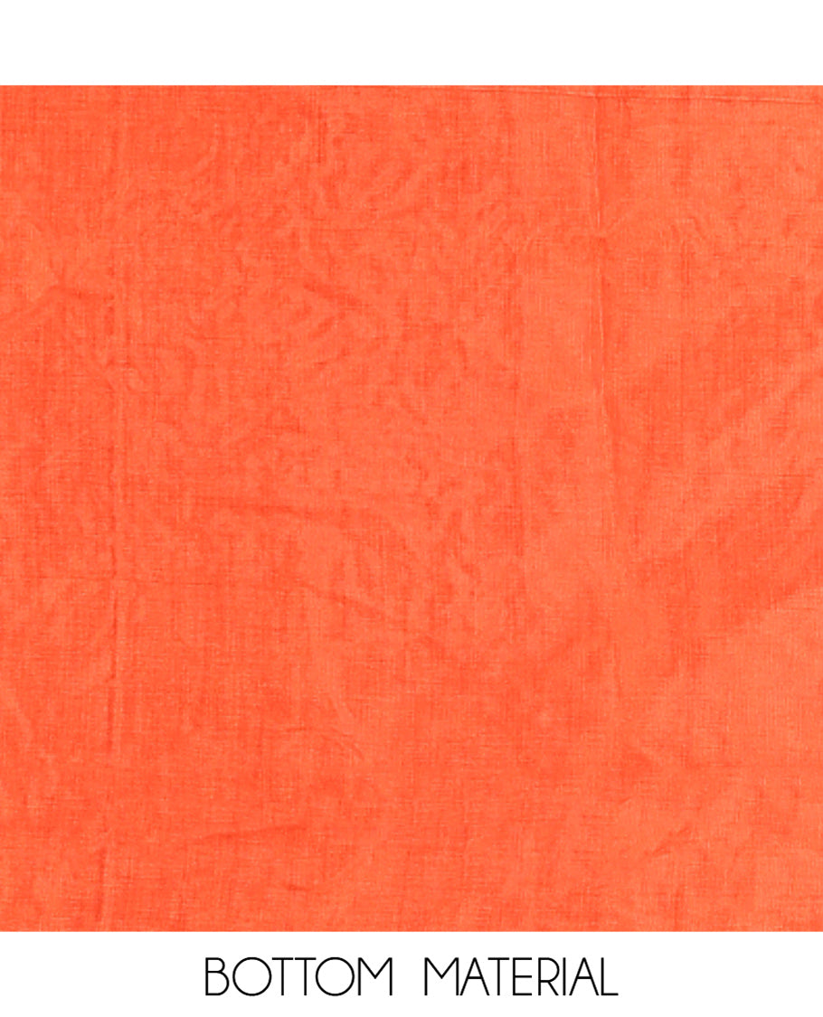 Rust Semi-Silk Material Chudidar Set Features Neck-Embroidered Top, a Santoon Bottom, and an Ajrakh Printed Dupatta
