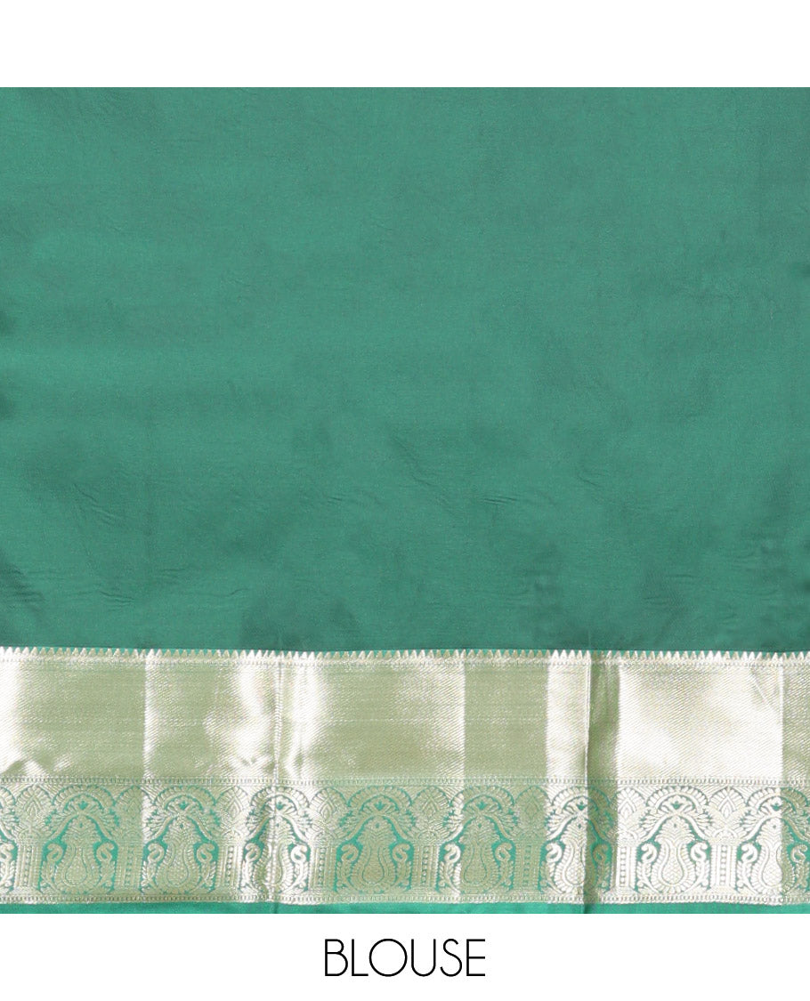 Maroon Budget Silk Saree, Woven with Floral Buttas, Complemented by Contrast Traditional Zari Border, Grand Jaal Pallu, and Contrast Blouse