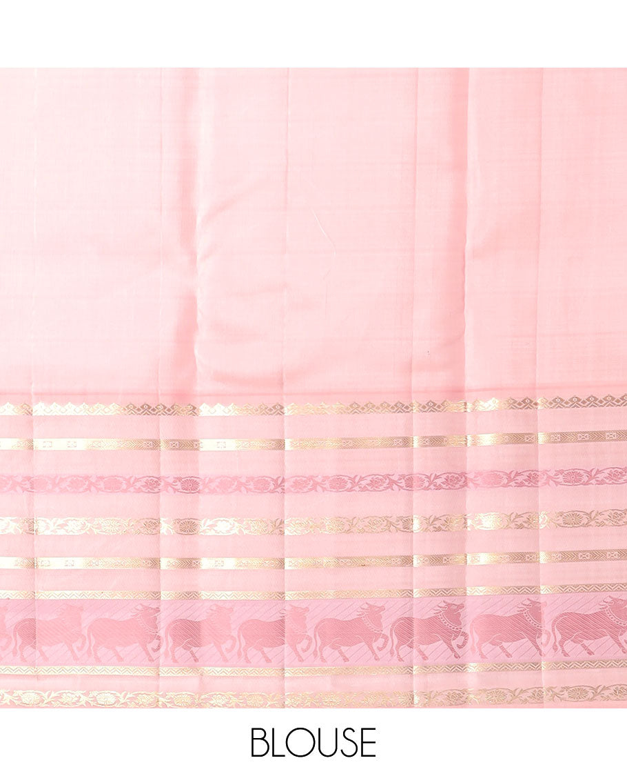 Red pichwai buttas kancheepuram silk saree with contrast korvai intricate zari design border & floral, pichwai zari design pallu