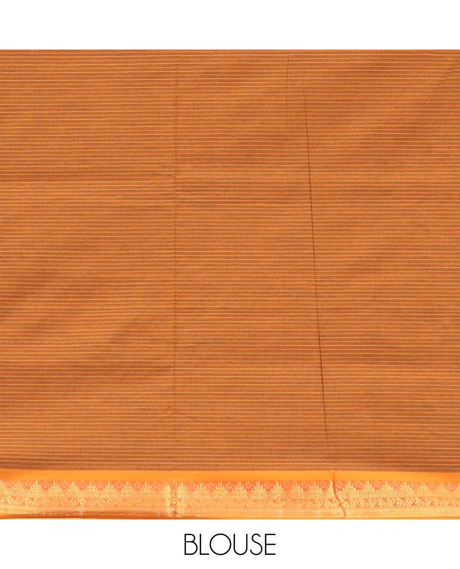 Blue Striped Poly Cotton Saree