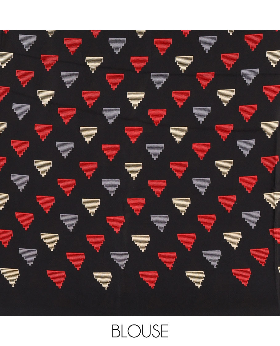 Borderless balck jamdani weaving design gajji silk saree and jamdani design self pallu along with printed blouse