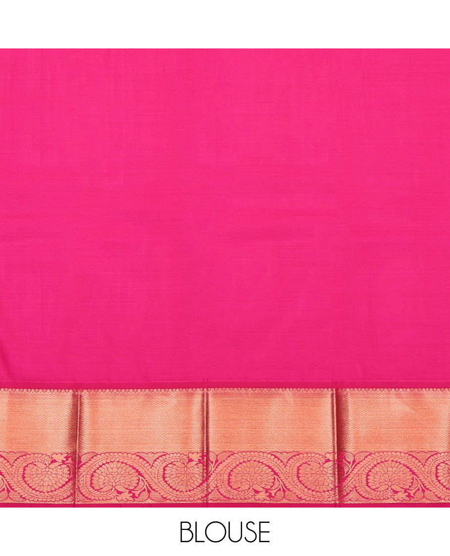 Green Budget Silk Saree, Ornamented with Jacquard, Complemented by a Contrast Traditional Zari Border, Grand Pallu, and a Contrast Blouse