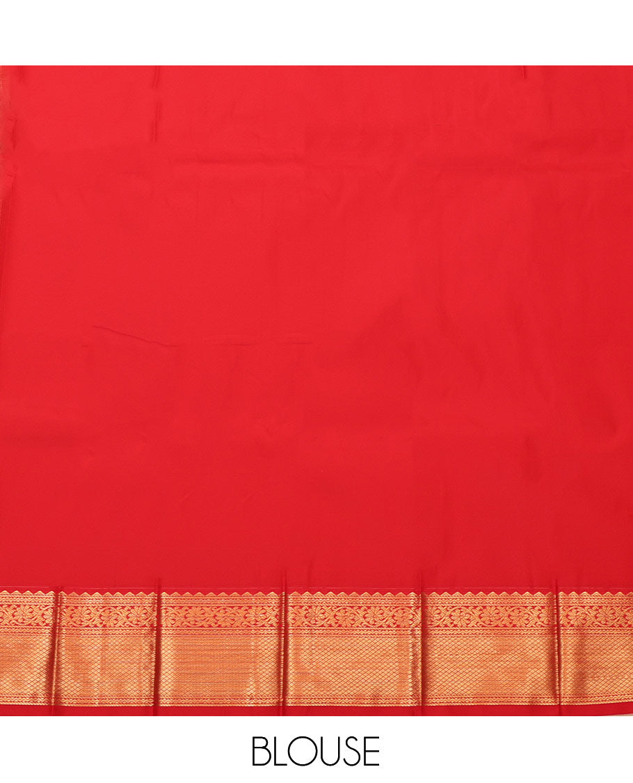 Blue Budget Silk Saree, Bedecked with Zari Buttas and Checks, Complemented by a Contrast Traditional Border, Jaal Pallu, and Contrast Blouse