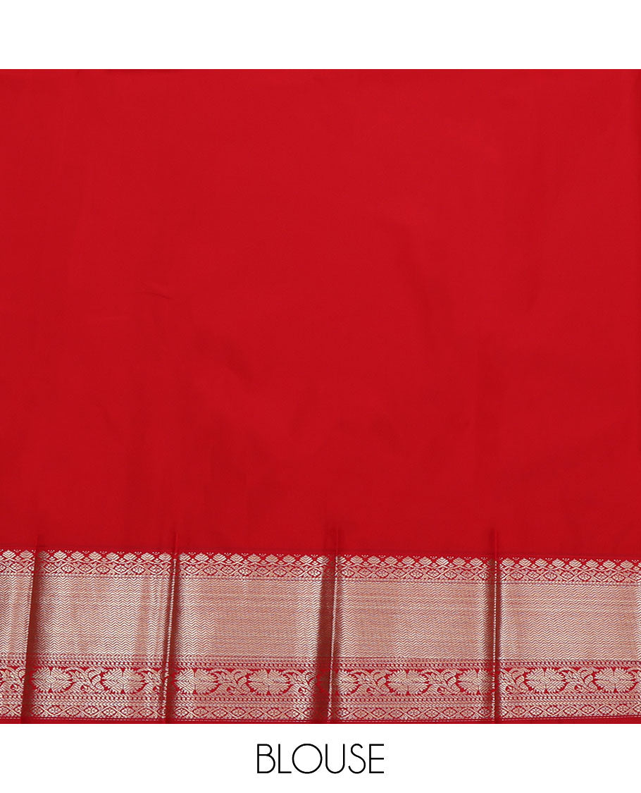 Cream Budget Silk Saree, Enthralled with Zari Buttas All Over Its Body, Complemented by a Contrast Traditional Zari Design Border, Pallu Features Intricate Designs, and Paired with a Contrast Blouse