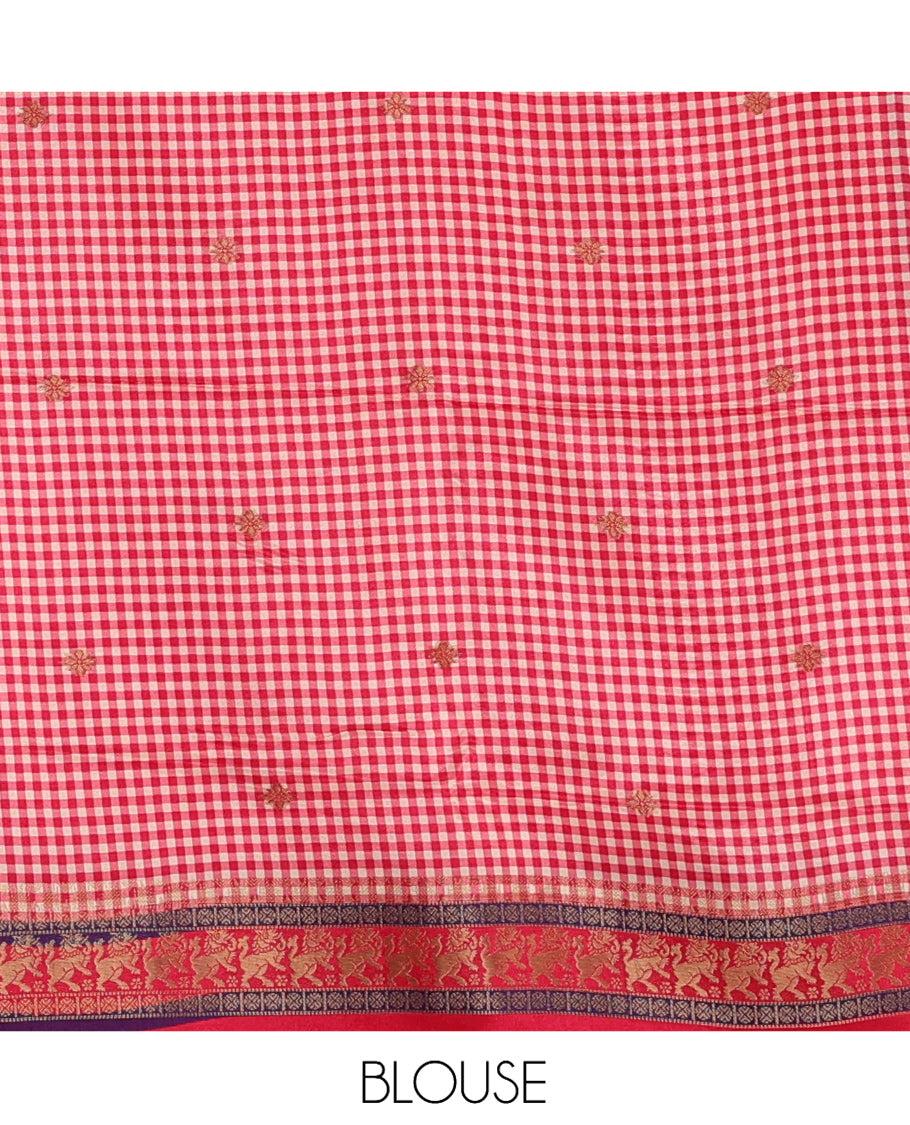 Parrot Green Raindrop Butta Semi-Mysore Silk Saree
