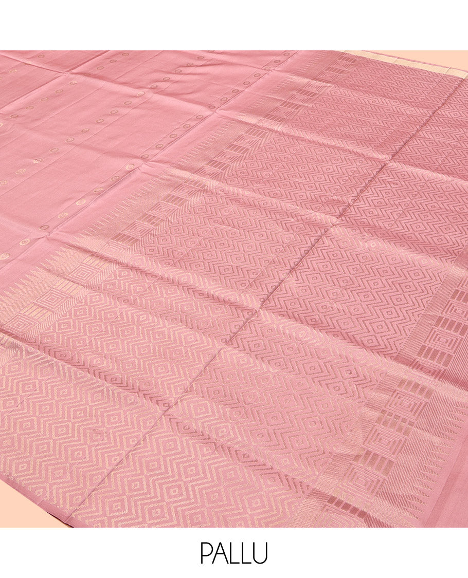 Pink Mayuri Soft Silk Saree, Subtly Enriched with Buttas, Subtly Woven Border, Pallu of Geometric Designs, and a Matching Blouse