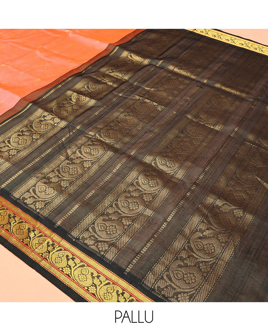 Pinkkish Peach Kuppadam Silk Saree