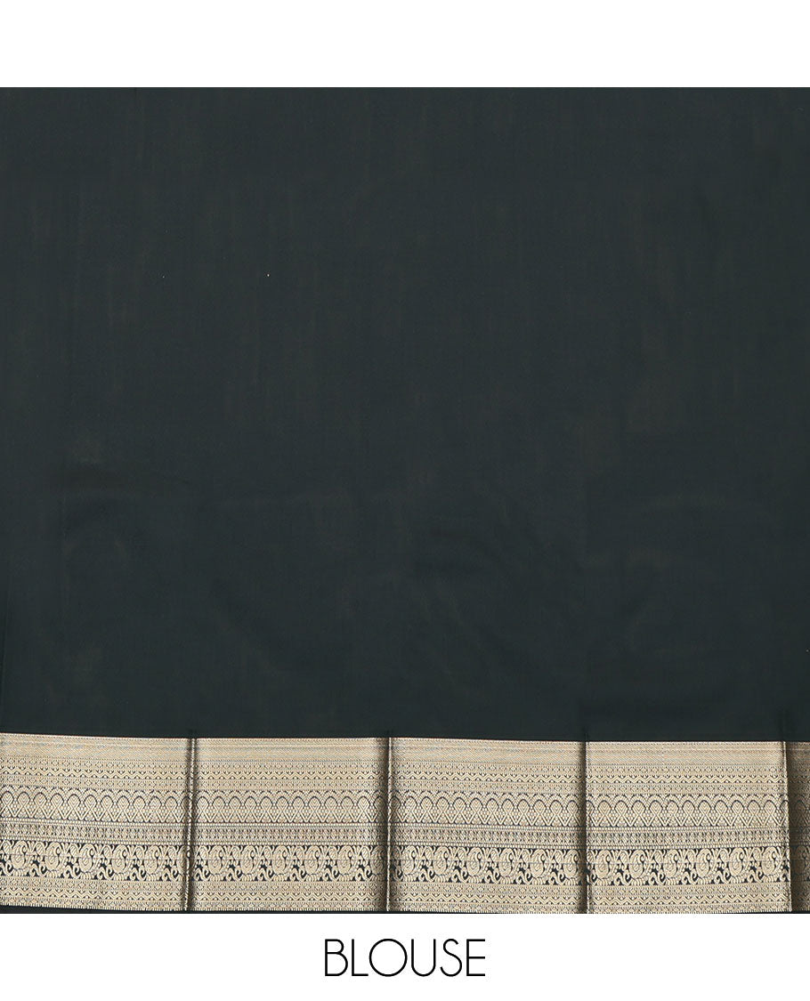 Green Budget Silk Saree, Bedecked with Paisley Buttas and Zari Stripes All Over Its Body, Highlighted by a Traditional Zari Design Border, Pallu of Jaal Design, and Paired with a Matching Blouse