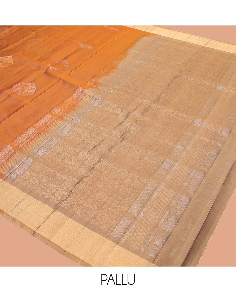 Orange Mayuri Lite Silk Mix Saree