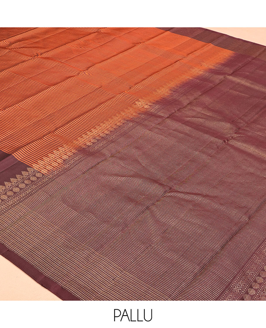 Orange Striped Mayuri Soft Silk Saree