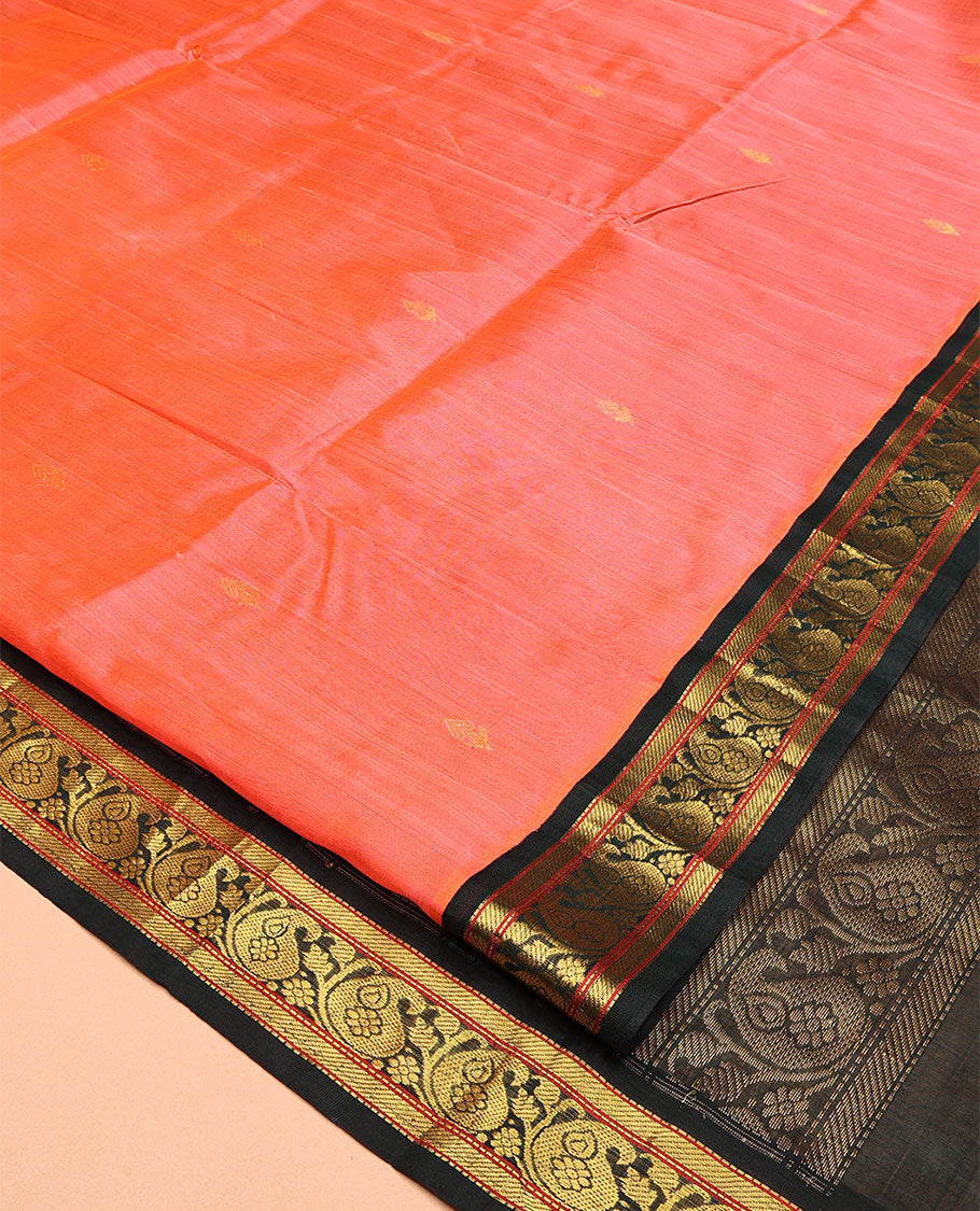 Pinkkish Peach Kuppadam Silk Saree
