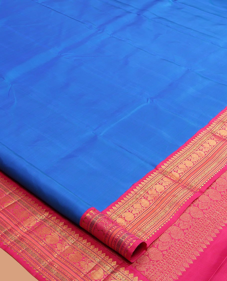 Blue Plain Kanchipuram Silk Saree