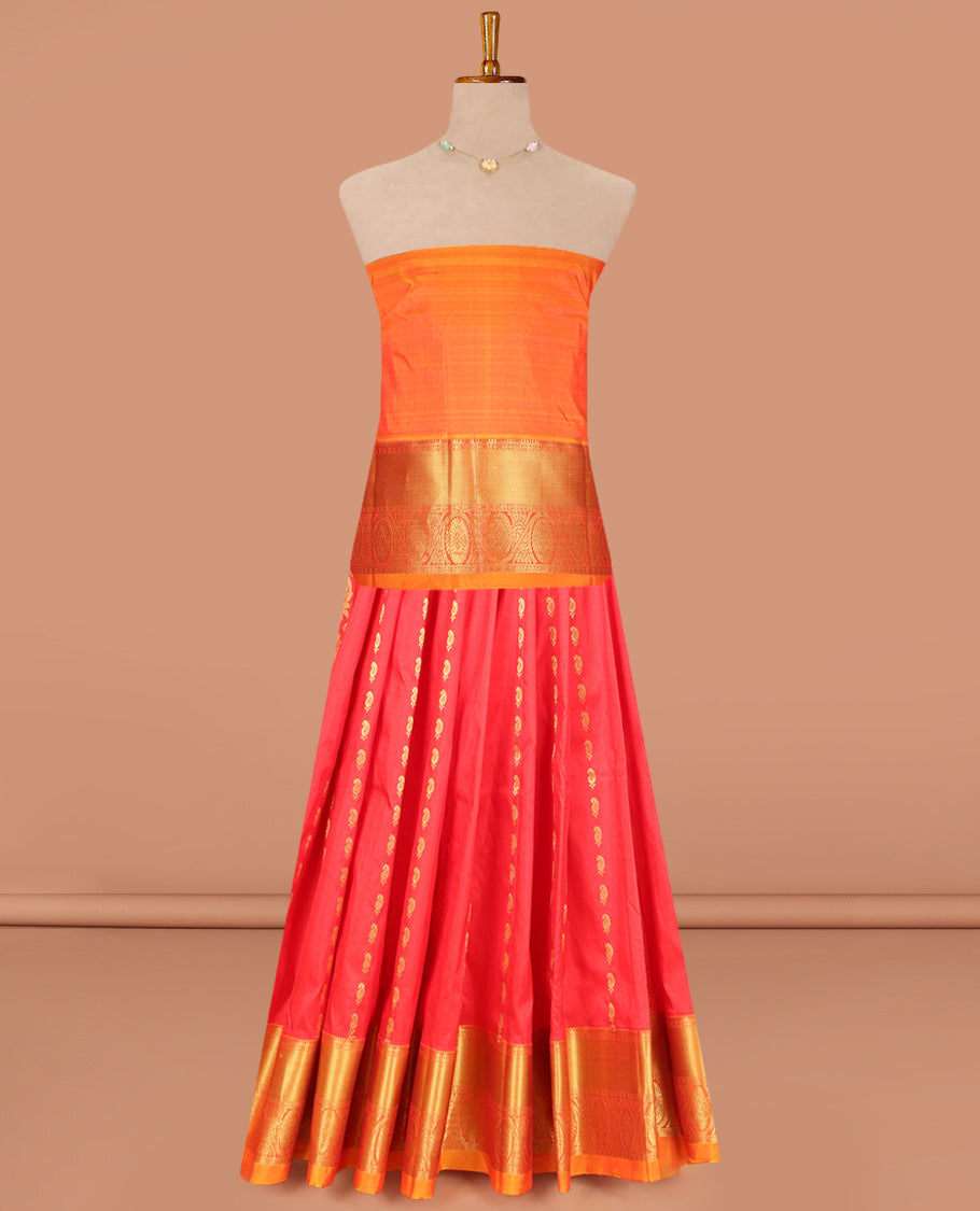 Red Pure Silk Navarathna Pavadai Material Set