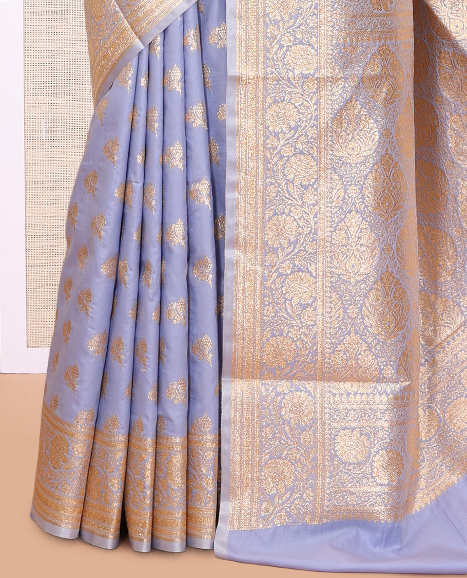 Light Lavender Semi-Banaras Nylon Saree