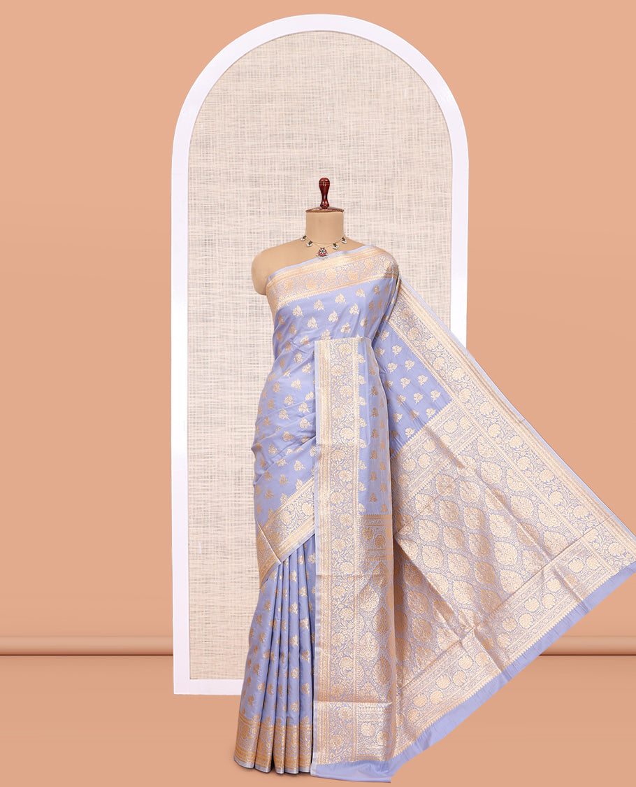 Light Lavender Semi-Banaras Nylon Saree