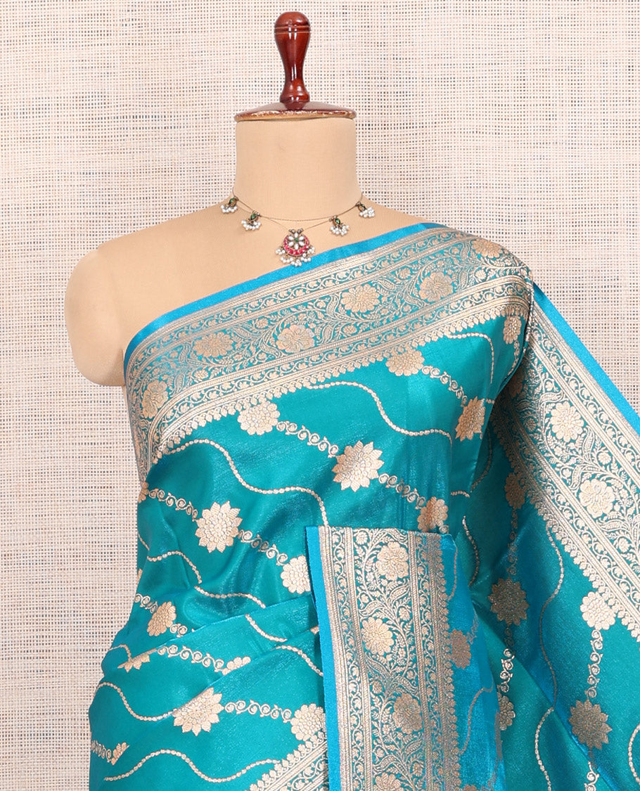 Blue Banaras Nylon Saree