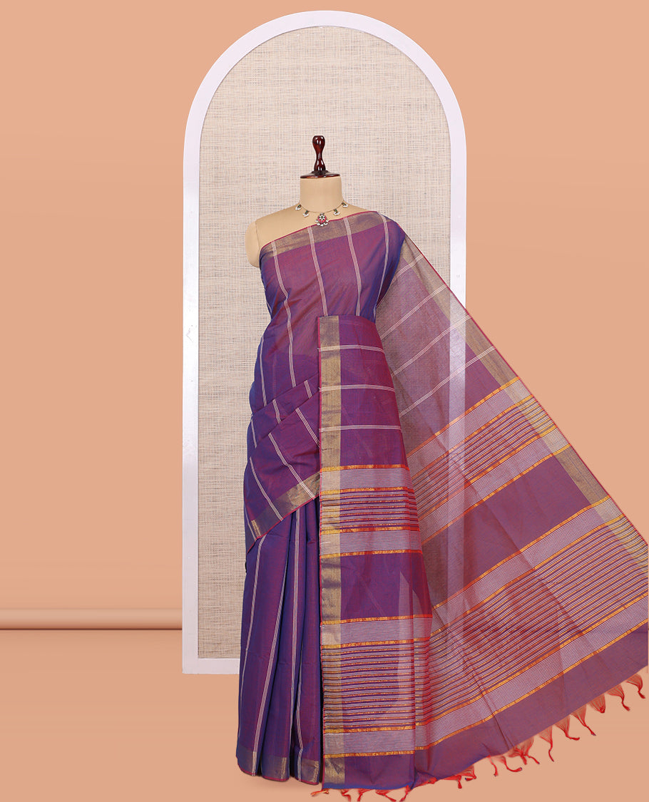 Purple Jute Cotton Saree