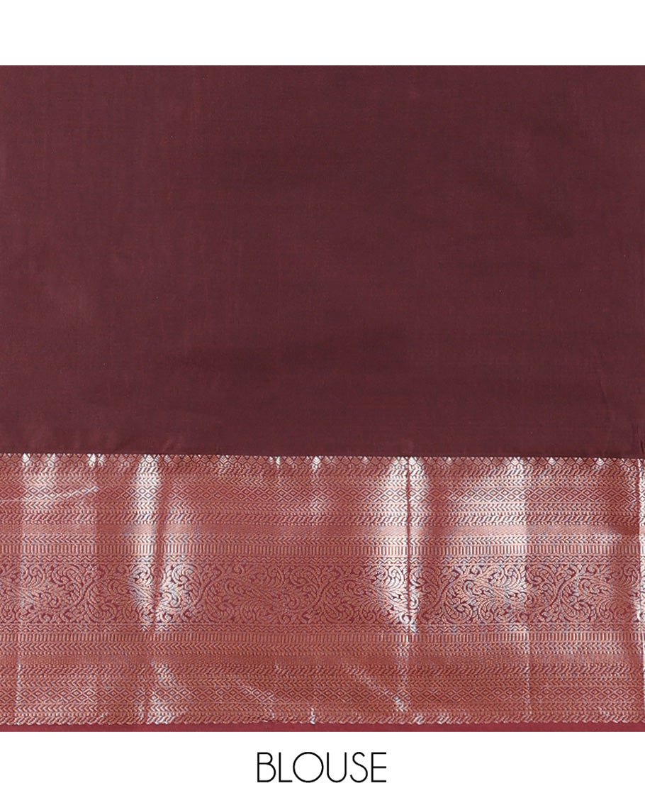 Orange Budget Silk Saree, Meticulously Crafted with Jacquard All Over Its Body, Complemented by a Contrast Traditional Zari Design Border, Grand Pallu, and Paired with a Contrast Blouse