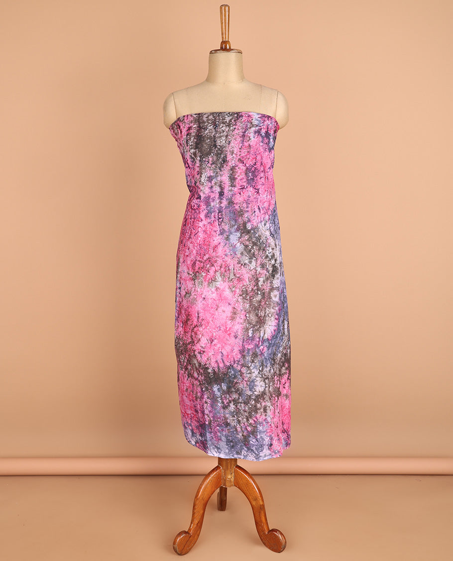 Multi-color chudidhar material pure cotton batik print top with cotton pants & double side hand print dupatta