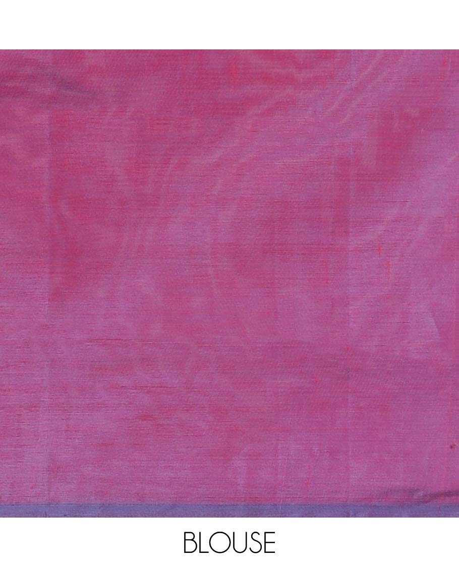 Borderless blue floral motifs banana pith saree & striped with floral motifs pallu