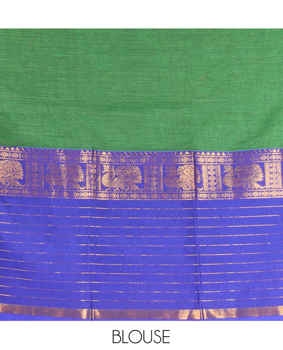 Emerald Green Plain Mercerised Cotton Saree