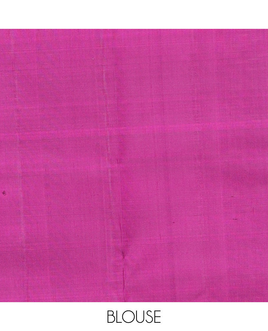 Magenta jaal design silk saree with self zari border of manga, poo chakram design & floral design pallu