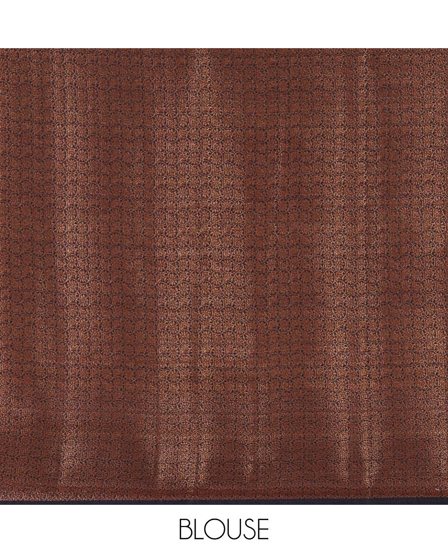 Red all over zari butta with shibori-style printed jute cotton saree, contrast zari border, zari line weaving pallu & contrast blouse