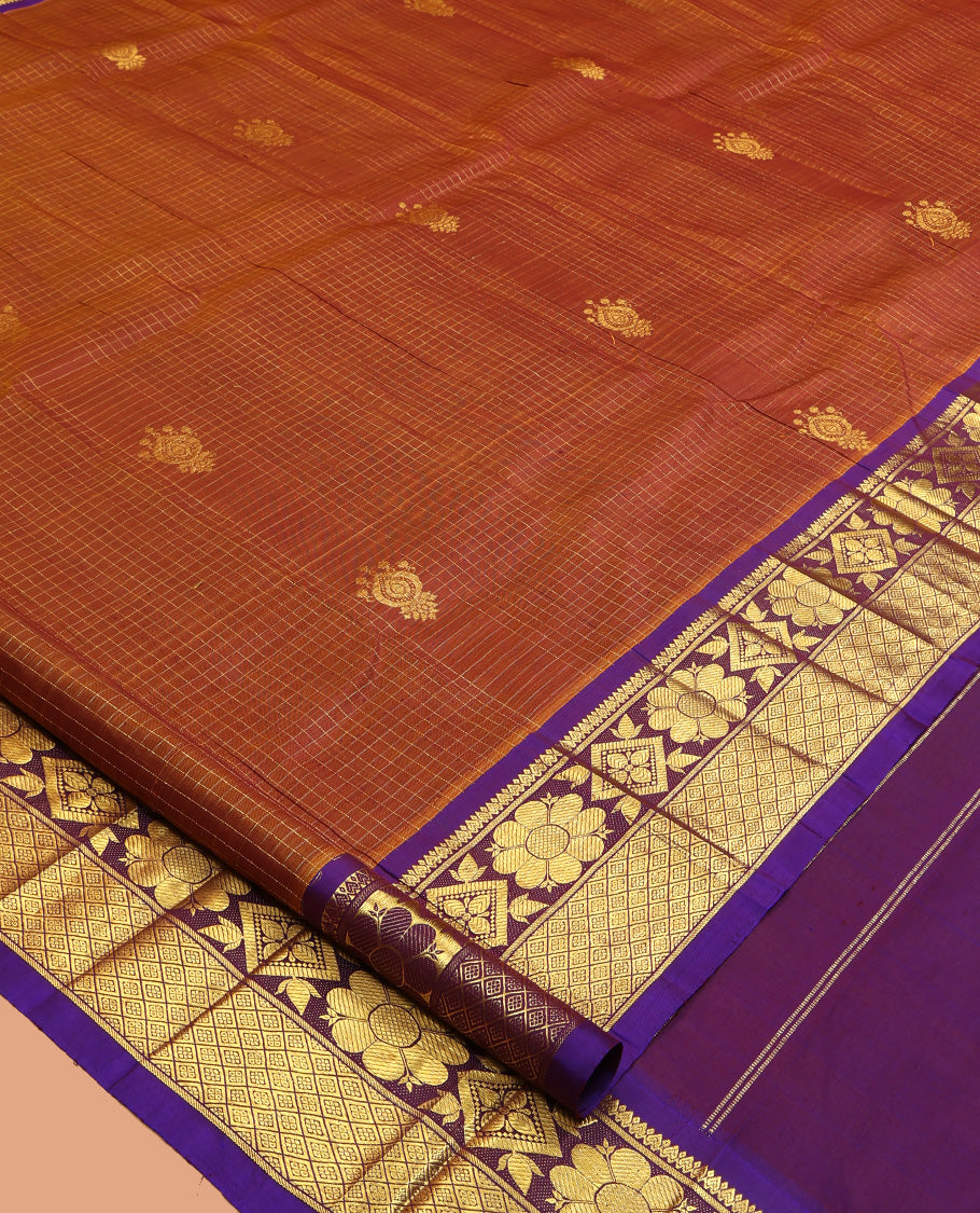 Rust Kanchipuram Silk Saree