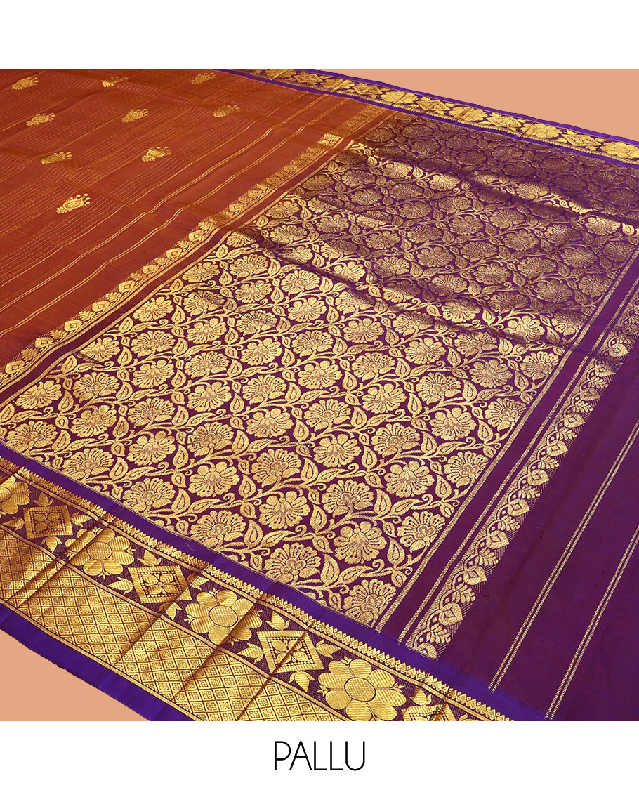 Rust Kanchipuram Silk Saree