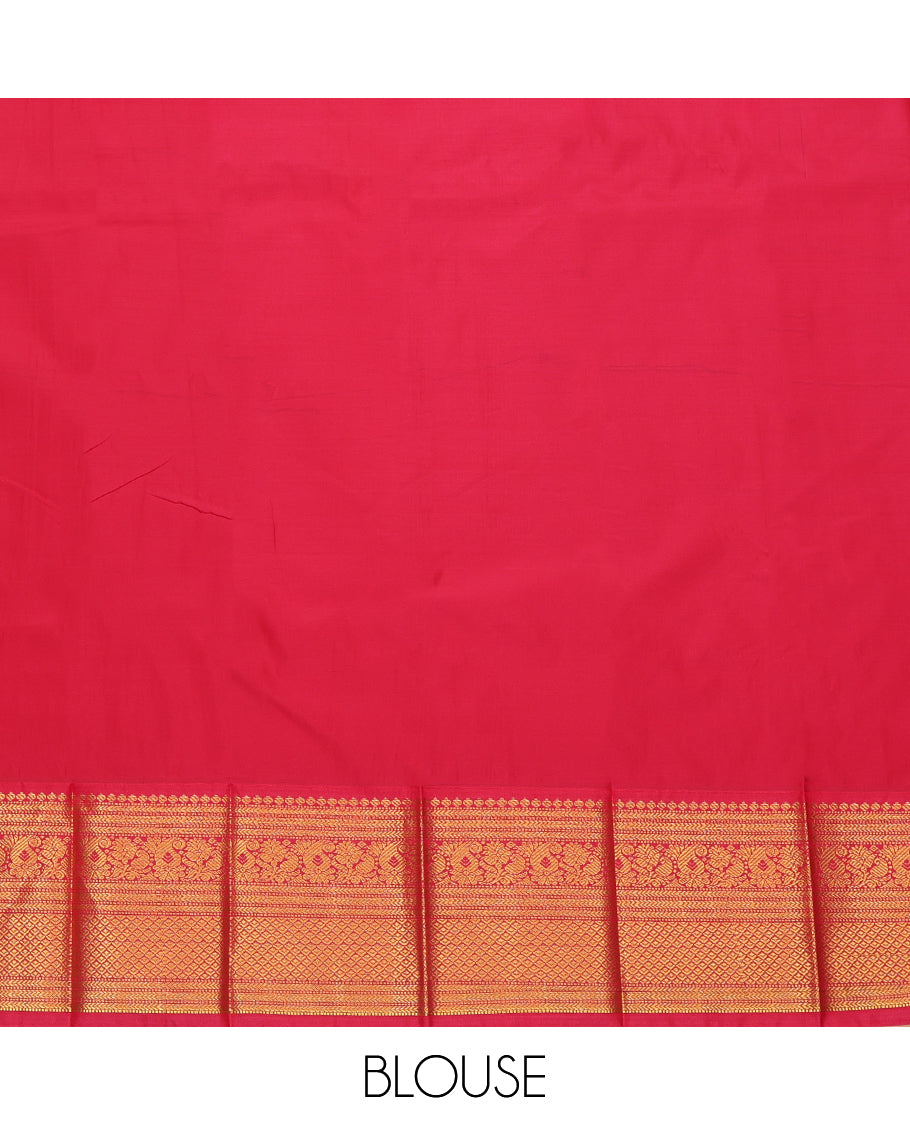 Blue Budget Silk Saree, Woven with Zari Butta Enclosed Checks, a Contrast Traditional Zari Border, Grand Pallu, and a Contrast Blouse