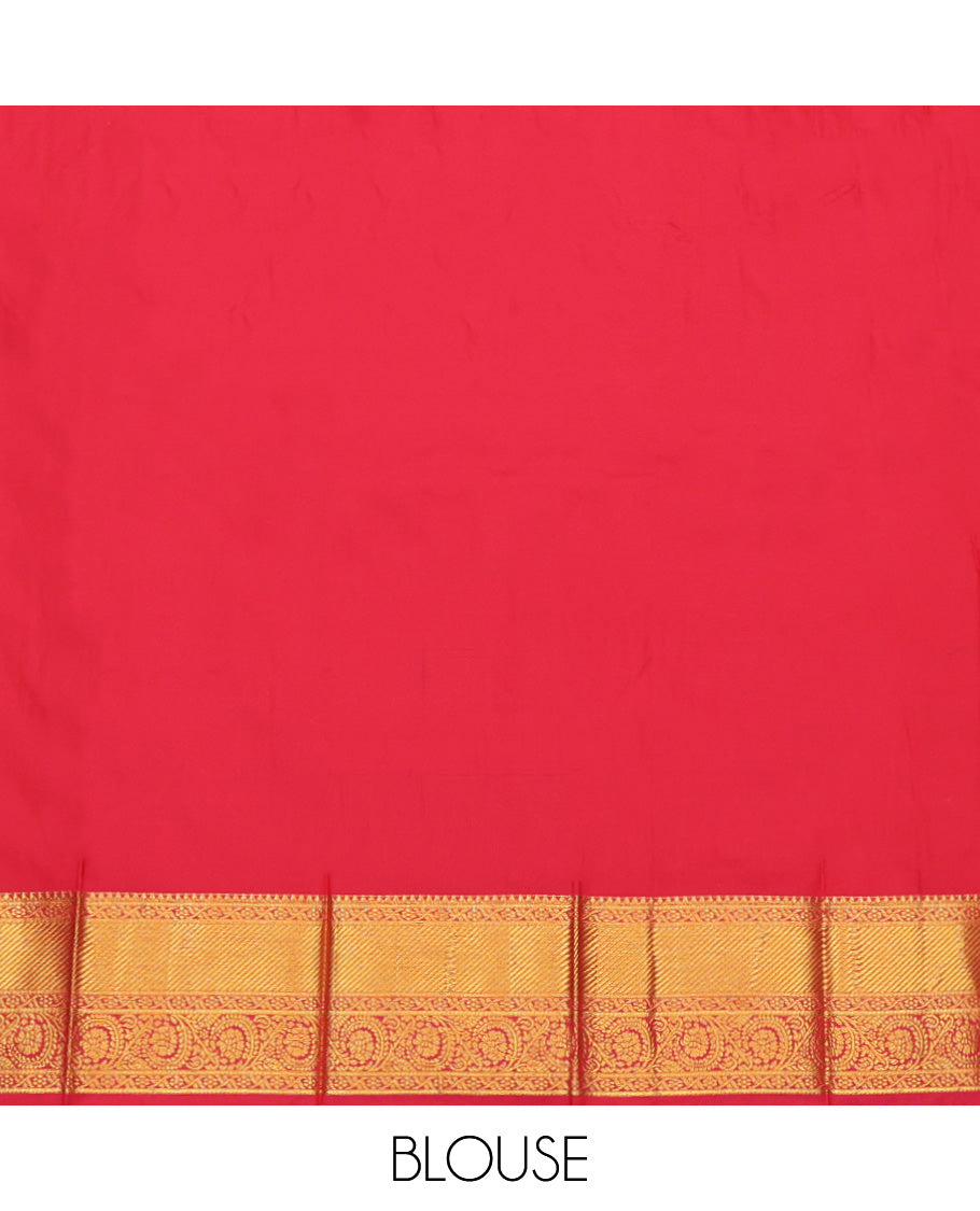 Sandal Budget Silk Saree, Graced with Zari Buttas Enclosed Checks, a Contrast Traditional Zari Border, Grand Pallu, and a Contrast Blouse