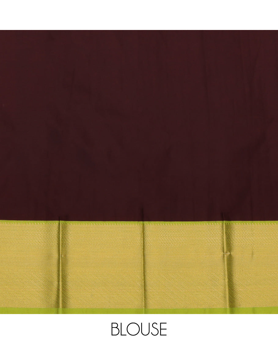 Pink Budget Silk Saree, Detailed with Zari Buttas, a Contrast Traditional Ganga-Jamuna Border, Intricate Pallu, and a Contrast Blouse