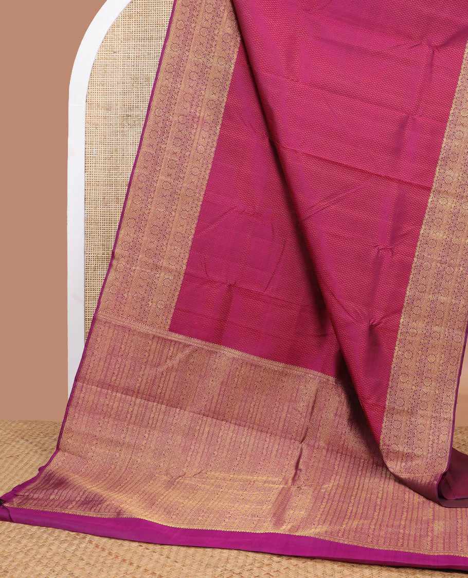 Magenta jaal design silk saree with self zari border of manga, poo chakram design & floral design pallu