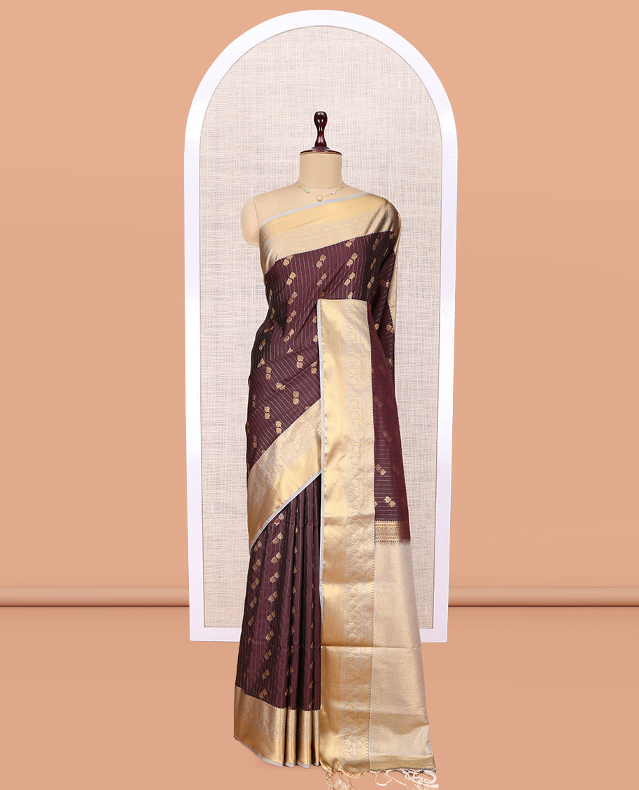 Maroon Traditional Stripes Budget Silk Saree