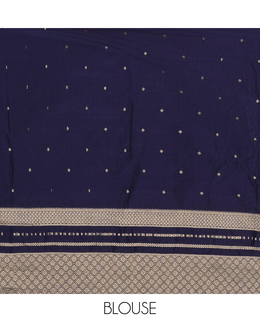 Purple jaal patterned fancy crepe saree, contrast traditional zari border & zari design pallu